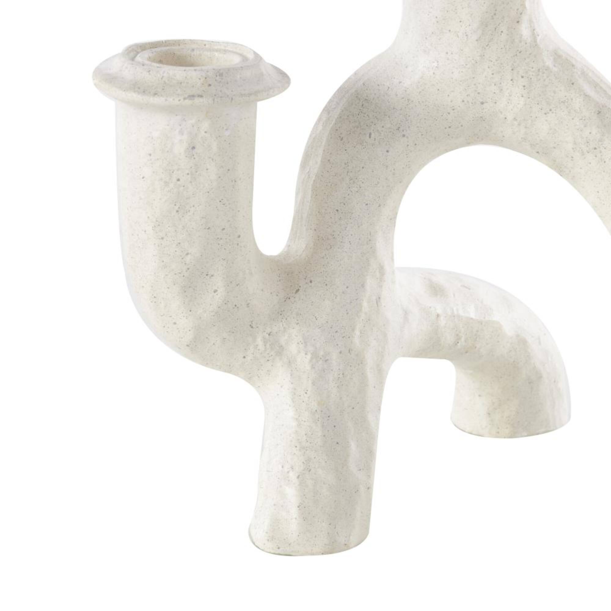 Cream Resin Abstract Textured Curvy Decorative Candelabra